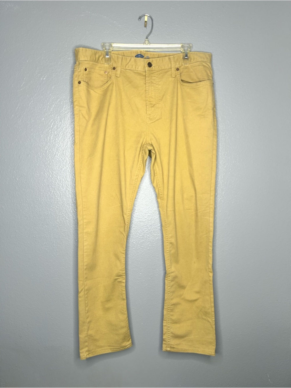 Old Navy Men's Mustard Yellow Slim All-Temp Chino Pants 36x39 Cotton Blend